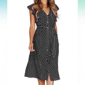 Black Polka Dot Swing Dress NWT